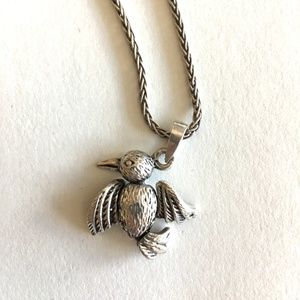 Bird Charm Pendant 925 Silver with Moving Parts